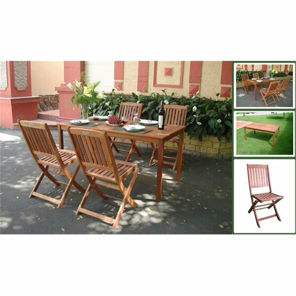 Vifah Malibu Outdoor 5-piece Wood Patio Dining Set with Folding Chairs V98SET3